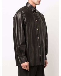 Versace Button Up Leather Shirt