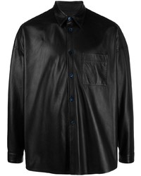 Marni Chest Pocket Detail Leather Shirt