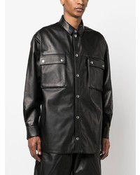 Balmain Embossed Logo Leather Shirt