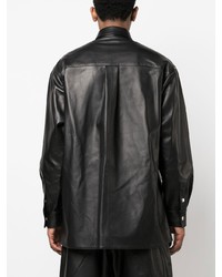 Balmain Embossed Logo Leather Shirt