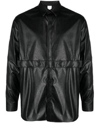 Attachment Faux Leather Long Sleeve Shirt