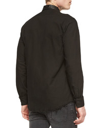 IRO Long Sleeve Shirt With Leather Collar Black