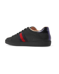 Gucci Ace Med Embroidered Leather Sneakers