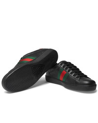 Gucci Ace Snake Trimmed Leather Sneakers