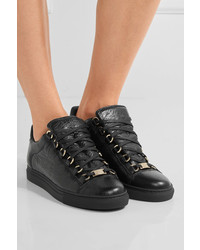 Balenciaga Arena Crinkled Leather Sneakers Black