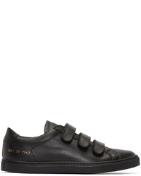 Common Projects Black Achilles Three Strap Sneakers