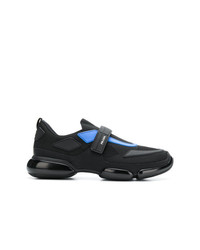 Prada Black And Blue Cloudbust Leather Sneakers