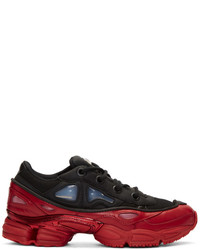 Raf Simons Black And Red Adidas Originals Edition Ozweego 3 Sneakers