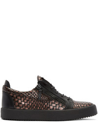 Giuseppe Zanotti Black Croc Embossed London Sneakers