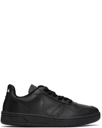 Veja Black Faux Leather V 10 Sneakers