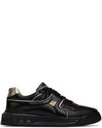 Valentino Garavani Black Gold One Stud Low Top Sneakers