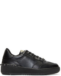 Valentino Black Leather Camo Low Top Sneakers