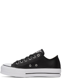 Converse Black Leather Chuck Taylor Platform Sneakers