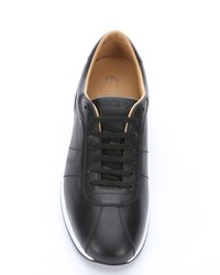 Tod's Black Leather Lace Up Trainer Sneakers