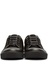 Lanvin Black Leather Nubuck Classic Tennis Sneakers