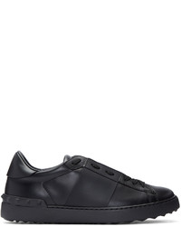 Valentino Black Leather Open Sneakers