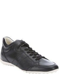 Tod's Black Leather Owhens Lace Up Sneakers