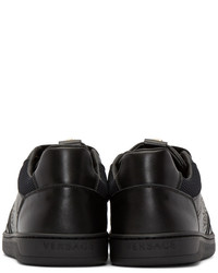 Versace Black Leather Perforated Sneakers