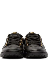 Versace Black Leather Perforated Sneakers