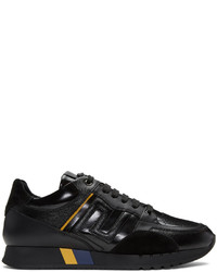 Versace Black Leather Runner Sneakers