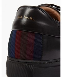Paul Smith Black Leather Stripe Detail Sneakers