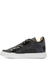 MM6 MAISON MARGIELA Black Leather Suede Low Top Sneakers