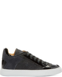 MM6 MAISON MARGIELA Black Leather Suede Low Top Sneakers