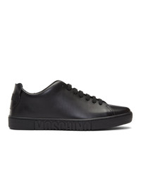 Moschino Black Leather Teddy Patches Sneakers