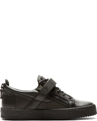 Giuseppe Zanotti Black Leather Zipper Strap Sneakers