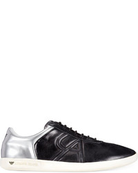 Armani Jeans Black Low Top Leather Sneakers