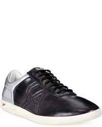 Armani Jeans Black Low Top Leather Sneakers