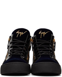 Giuseppe Zanotti Black Navy Velvet Kriss Sneakers