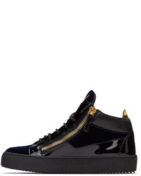 Giuseppe Zanotti Black Navy Velvet Kriss Sneakers