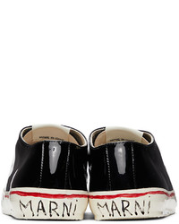 Marni Black Patent Leather Gooey Low Top Sneakers