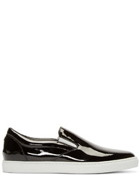 DSQUARED2 Black Patent Leather Slip On Sneakers
