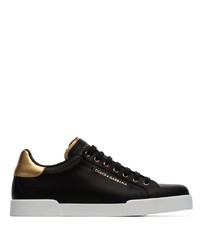 Dolce & Gabbana Black Portofino Low Top Leather Sneakers