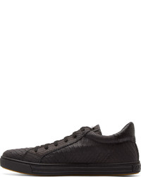 DSQUARED2 Black Python Embossed Leather Sneakers