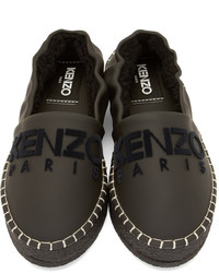 Kenzo Black Shearling Leather Espadrille Sneakers