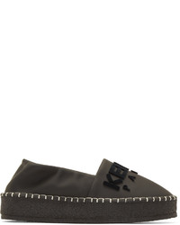 Kenzo Black Shearling Leather Espadrille Sneakers