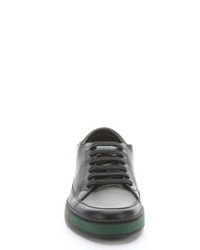 Gucci Black Suede Trimmed Leather Lace Up Sneakers