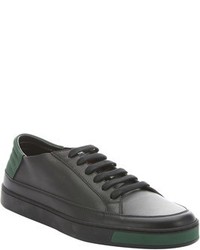 Gucci Black Suede Trimmed Leather Lace Up Sneakers
