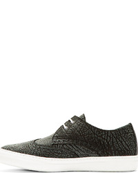 Pierre Hardy Black Textured Leather Brogued Sneakers