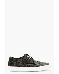 Pierre Hardy Black Textured Leather Brogued Sneakers
