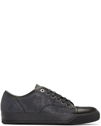Lanvin Black Textured Leather Sneakers