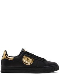 VERSACE JEANS COUTURE Black V Emblem Court 88 Sneakers