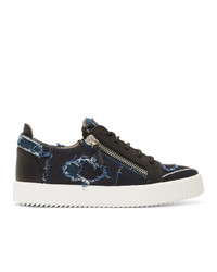 Giuseppe Zanotti Blue And Black Denim Frankie Sneakers