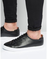 Asos Brand Lace Up Sneakers In Black With Toe Cap