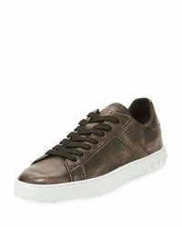 Tod's Cassetta Low Top Vintage Treated Leather Sneaker Black