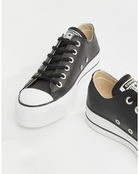 Converse Chuck Taylor Leather Platform Low Trainers In Black