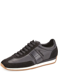 Tom Ford Colorblock Leather Suede Runner Sneakers Black